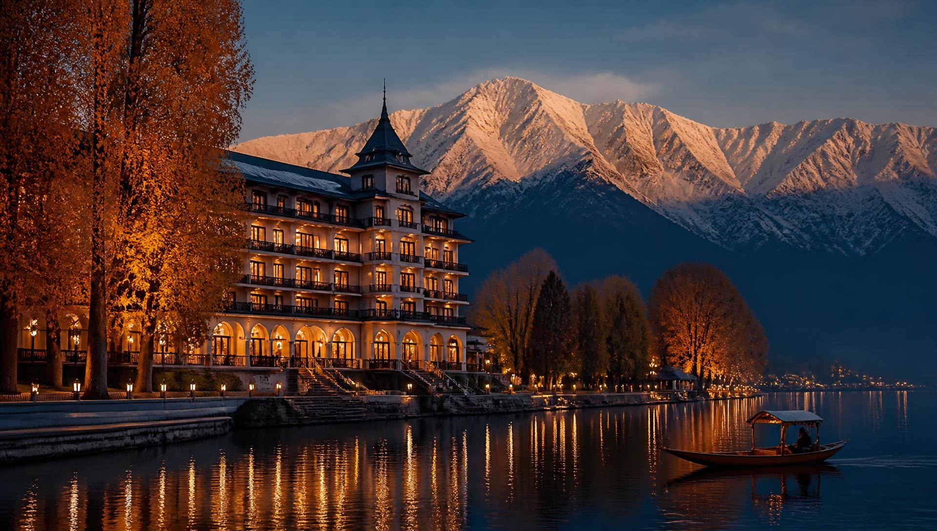 Kashmir valley landscape with luxury hospitality